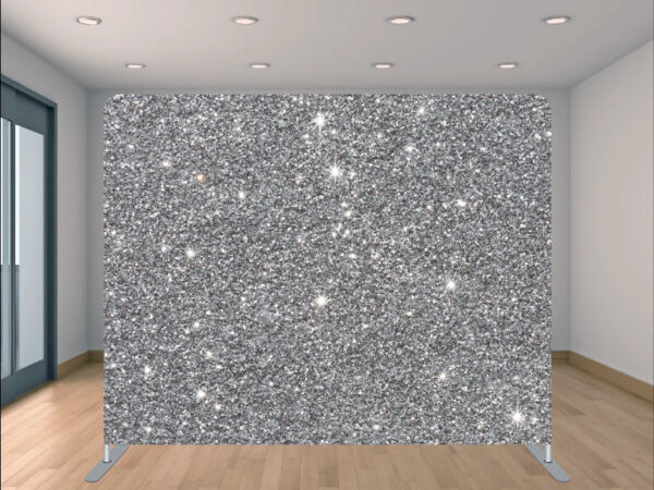 Photo Booth Backdrop silver sparkle