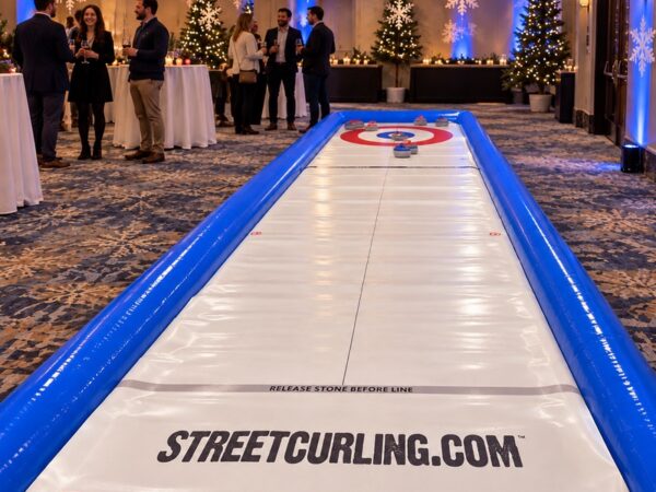 Inflatable Curling Lane at a Winter Event